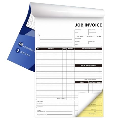 carbonless work order forms75 x 11 inches invoices for small businesssales order book with backing board 2-part receipt with carbon copy 50 sets