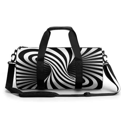 Sac de sport Noir Blanc Vertige voyage et gym 45x23x23cm