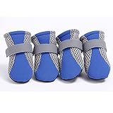 4 Pcs Waterproof Pet Dog Boots, Anti-Slip Dog Shoes Washable Dog Mesh Boots, Reusable Dog Paw Protec