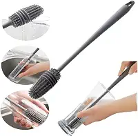 Escova de Silicone para Lavar Garrafas, Mamadeiras, Copos e Taças - Cinza