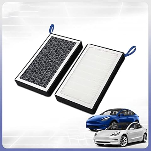 YHCDSEA Model 3 Model Y Air Filter HEPA with Activated Carbon, for Tesla Model 3/Y Accessories Air Conditional Filter 2 Pack Cover
