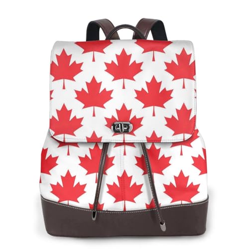 Juzkaqu Mochila feminina com folhas de bordo vermelhas canadenses, microfibra PU, antirroubo, grande, designer de moda, bolsa de viagem, bolsas de ombro femininas