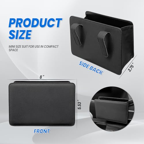 Image of SOMUCH Car Trash Can, Leather Trash Bin with Roll of Trash Bags, Foldable Mini Dustbin Storage Box, Car Seat Back Multi-Functional Garbage Can for Car SUV (Black)