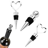 Wine Stoppers for Wine Bottles, 3Pcs Silver Wine Bottle Stoppers with Silicone Reusable Wine Plug Used for Bar, Holiday Party Leak proof Keep Fresh Suitable for Standard Bottle