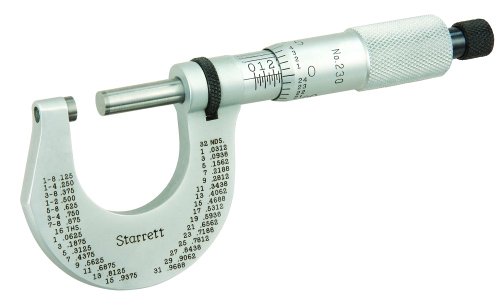 Starrett Outside Micrometer With One-Piece Spindle, Satin Chrome Finish And Advanced Sleeve Design - Quick And Easy Adjustment, 0-1/2" Range, 0001" Graduations - T232Xrl #TOP16