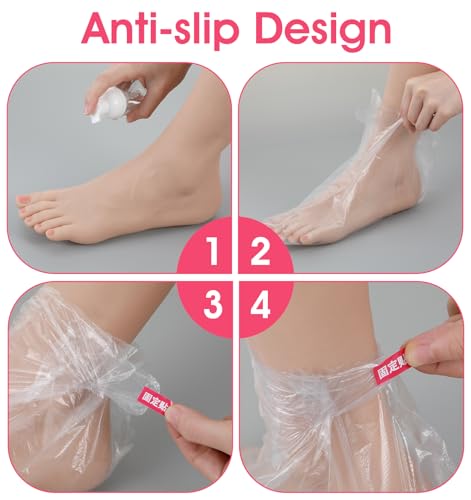 200 Stück Plastik Socken, Fussmaske Socken Plastik für Einwegstiefel Paraffin Bad Fußpediküre, Spa Behandlung Schutz Überzüge