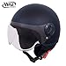 Produktbild Vinz Rollerhelm Jethelm Basic | Jet Roller Motorrad Helm | in Gr. XS-XL | Helm mit Visier | ECE zertifiziert (S (55-56 cm), Matt Schwarz)