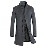 Mens Wool Trench Coat Slim Fit Single Breasted Long Peacoat Stylish Premium Business Overcoat Winter...