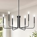 DORESshop Black Chandelier, 6-Light Farmhouse Chandelier for Dining Room, Dining Light Fixtures Over Table, Industrial Modern Chandelier for Bedroom, Hall, Kitchen, Living Room, 28in