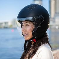VINZ Como Jethelm mit Visier ECE 22.06 Zertifiziert | Roller Helm Mopedhelm Für Motoroller & Vespa | Herren & Damen | Motorradhelm in XS-XL | Erhältlich in 4 Farben - Matt Schwarz – Ansicht 9