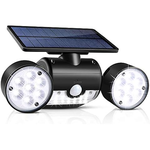 Solar Lights Outdoor, UNIFUN 30 LED Waterproof Solar Powered Wall Lights with Dual Head Spotlights 360-Degree Rotatable Solar Motion Security Night Lights for Outdoor Pation Yard Garden Cover