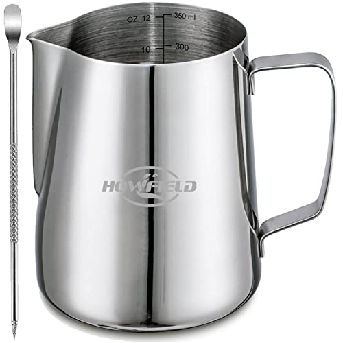 Milk Frothing Pitcher Espresso Accessories - Milk Steaming Pitcher Stainless Steel Pitcher Latte Art Espresso Machine Cappuccino Coffee Milk Frother Cups 12 Oz (350Ml) #TOP20