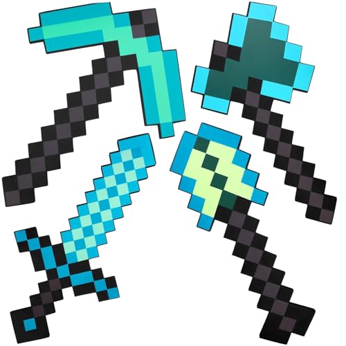 4pcs Children's Toy Weapon Playset - Sword, Axe, Pickaxe & Shovel, Excellent Gift for Holidays and Parties (4-Piece Set)