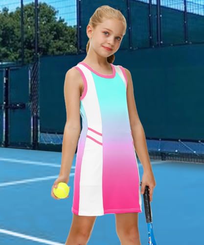 AOBUTE Girls Tennis Outfit 2 Piece Set Sportswear Tank Dress and Shorts 4-12Y2