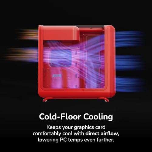 Image of Hyte X50 - Modern Performance ATX Mid-Tower Gaming PC Case - Optimized High Airflow Chassis - Micro Mesh Panel - Tempered Acoustic Glass - Wild Cherry (Red)