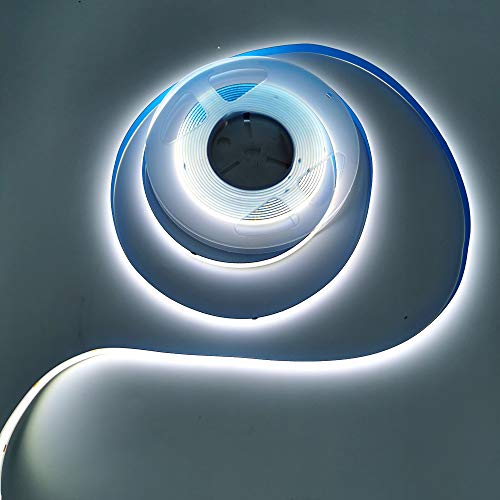 Weisuan-Tuodi Dc 12V Premium Cob Led Strip Flexible High Density Chips 90+ Ra White Lights 5M (White Light 6000K, 528 Ledsm) #TOP3