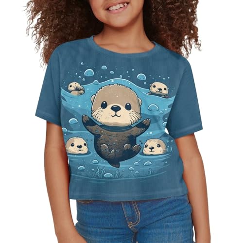 Tongluoye Crop Tops for Girls Summer Shirts Crew Neck Short Sleeve Tops Kids Clothes3