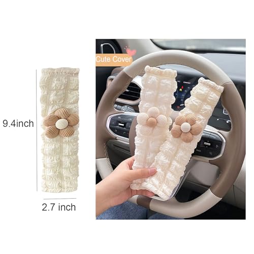 Image of Car Seat Belt Cover Pad, 2 Pack Flower Car Accessorie Seatbelt Covers Cushion Neck Shoulder Strap Protector Universal Seat Belt Cover for Adults and Kids (Texture Flower)