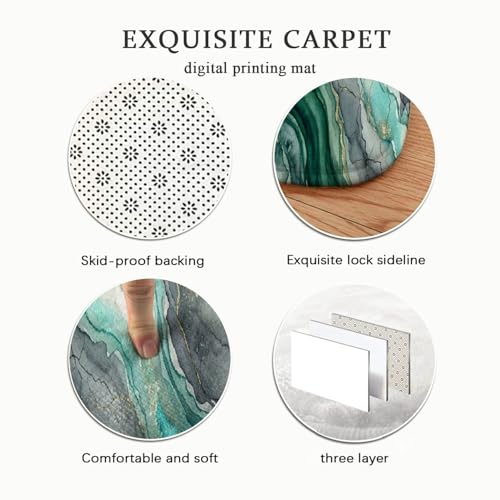 Tapis abstrait bleu sarcelle qui ne perd pas ses poils avec envers antidérapant - 8