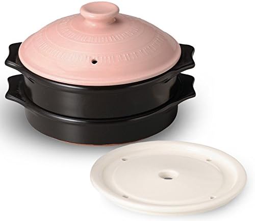 CtoC JAPAN Select 土鍋 ピンク 一人蒸し土鍋 陶板 22x19x21cm 直火 電子レンジ オーブン 対応 23-