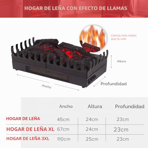 Chimenea eléctrica con efecto llama leds CHEMIN'ARTE y diseño decorativo portátil 3