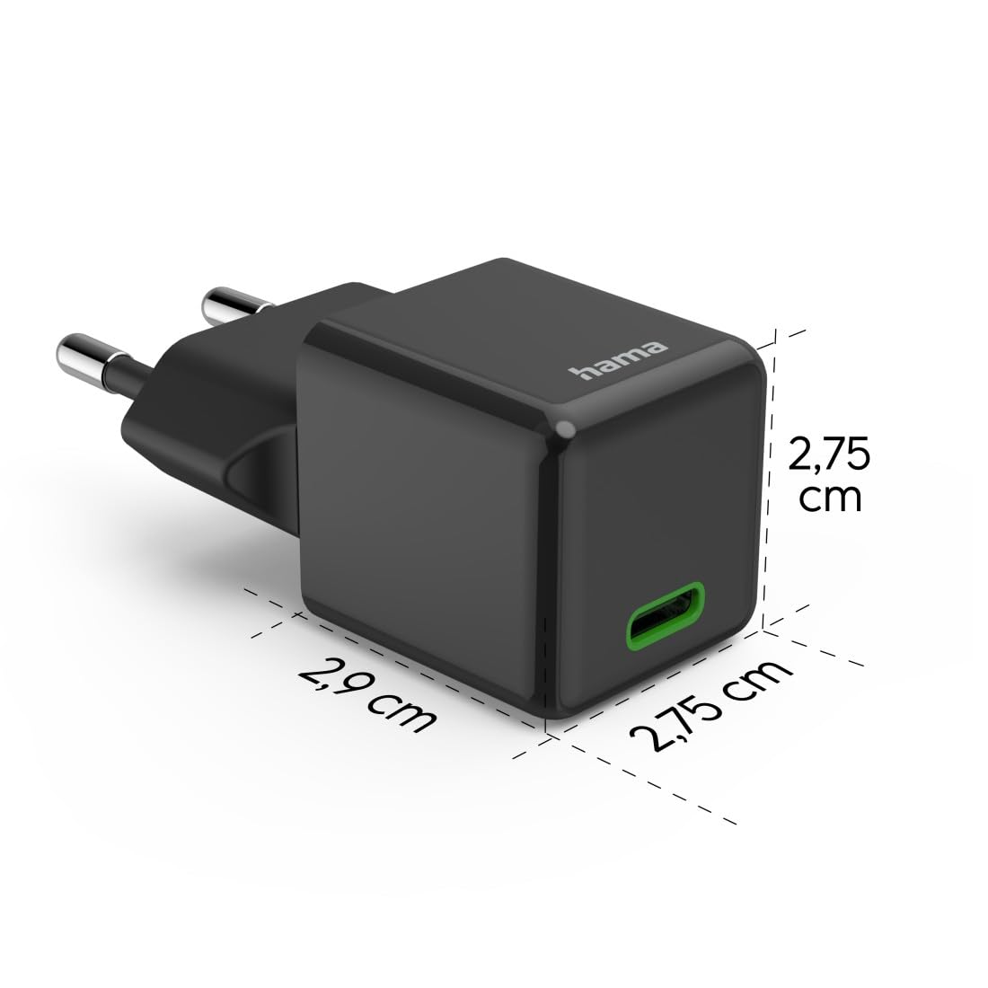 Hama ładowarka sieciowa 20W super mini 1x USB C (uniwersalna, szybka, do smartfona, smartwatcha, tabletu, słuchawek, Quick Charge, Power Delivery, mała) czarna
