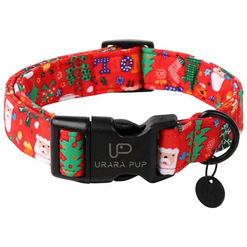 Image of Christmas Santa Claus Dog Collar, Cute Santa Claus Christmas Collar for Puppy Girl Boy Dog, Adjustable Red Dogs Collars with Quick Release, Cute Pet Collars