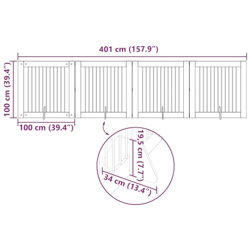 Mokuyary Hundetor mit Ständern 4 pcs Altholz 100 x 100 cm Holzwerkstoff Hundezaun Faltbare Freigehege Hundelaufstall Freilaufgehege für Hunde, für drinnen und draußen-9