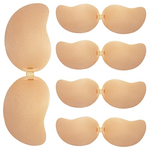 Feoya 5 Pcs Invisible Bras For Women Adhesive Sticky Strapless Backless Invisible Bra Push Up Silicone Reusable Plunge Breathable Covering #TOP2