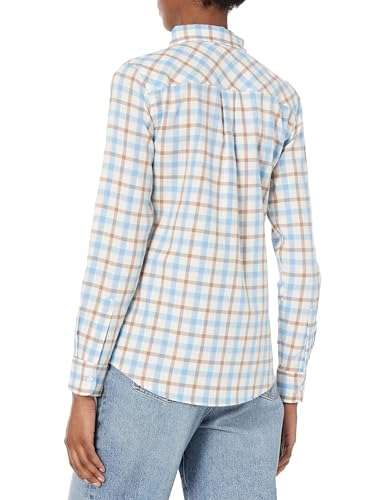 Image of Amazon Essentials Women's Regular-Fit Long-Sleeve Lightweight Plaid Flannel Shirt with Brushed Finish, Shirttail Hem