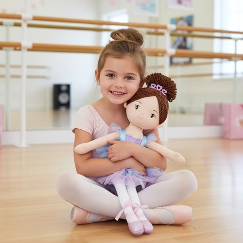 Lullaberry 40cm Ballerina Doll Bella, Soft Plush Dance Recital Gift for Girls, Stuffed Ballet Doll with Purple Tutu and Tiara - Image 2