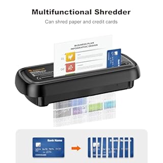 Bonsaii Paper Shredder for Home Use, 6 Sheet Strip Cut Small Paper Shredder Without Basket for Home Office, Portable Shredder Extendable Arm Design with Overheat Protection (S123-B)