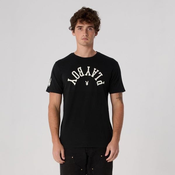 Playboy PB Upside Down Tee – Unisex Black and Grey Cotton T-Shirt with Inverted Logo, Soft Streetwear Graphic Top3
