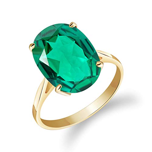 Galaxy Gold GG Stunning 4.50 Carats 14K Solid Yellow Gold Brilliant Oval Cut Emerald Solitaire Ring with Genuine Vibrant Emerald Oval Shape Anniversary Engagement Promise Her Him Unisex3