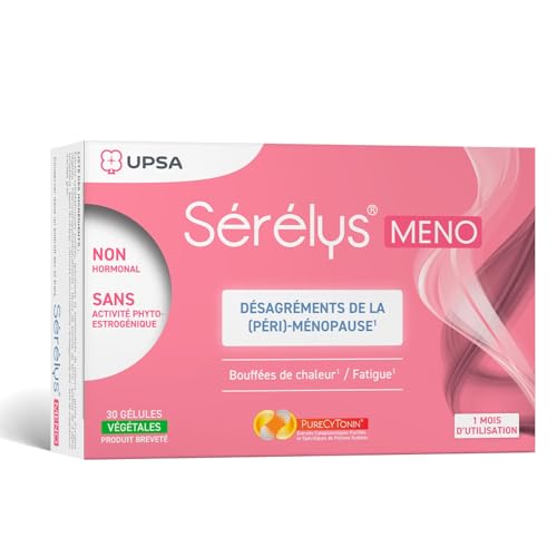 UPSA - Sérélys MENO - Complément Alimentaire Naturel - Désagréments de la Ménopause et Périménopause - Non hormonal - Bouffées de Chaleur, Fatigue - 30 Gélules Végétales - 1 mois