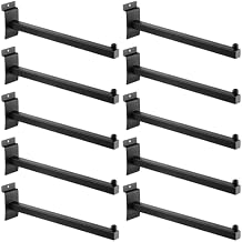 10 PCS 12 Inches Slat Wall Faceout, Slatwall Hooks, Metal Square Straight Arm Hooks, Metal Heavy Duty Slat Wall Hooks Accessories for Retail, Clothing, Garage, Shop Display, Black