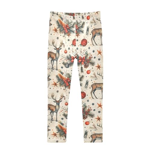 Christmas Deer Ball 1 Girls Leggings Athletic Pants Tights Stretch Bottom