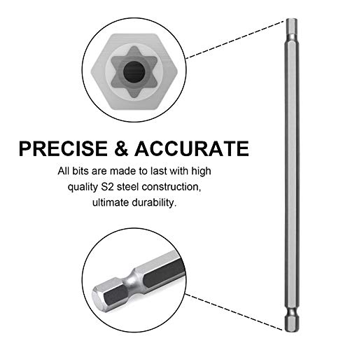 Inpower Extra Long Security Power Bit Set 6" 32 Piece Long Security Screwdriver Bit Set, 1/4" Shank, S2 Steel. #TOP2