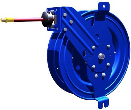 Side Mount Reel w/Guide Arm, Air/Water, General Industrial Applications, 1/4"X25' Hose, 300PSI