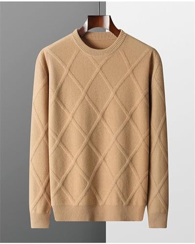 Mnjyihy Men's Long-Sleeved O-Neck Wool Sweater Solid Color Thickenedslim Business Casual Knit Pullover Sweater3