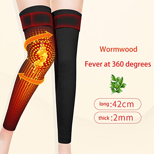 Winter Warm Wormwood Self Heating Knee Brace Long Compression Sleeve For Women Men Thermal Support Cotton Leg Warmer Knee Pads Cold Protector, Heated Massager Knee Wrap For Arthritis Joint Pain Relief #TOP3