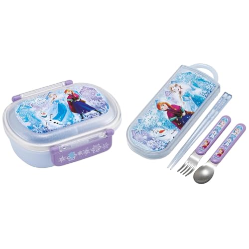 【2点セット 【日本製】】 スケーター(Skater) 子供用 お弁当箱 1段 360ml 中子付き(おかず容器) ふわっと盛れるドーム型 抗菌加工 ディズニー アナと雪の女王25 QAF2BAAG + トリオセット 箸 スプーン フォーク カトラリー 抗