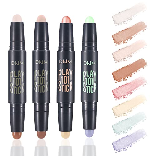 Wismee 4Pcs Concealer Stick Highlighter Stick Makeup Set 8 Color Duo Brightening Contouring Pen Kit Concealer Stick Makeup for Light Dark Skin 3D Shaping Face Makeup Cosmetic Foundation Shadow Creamy Set for Women Girls
