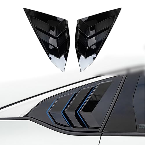 BoxCheer Rear Side Window Louvers Spoiler for Honda Accord 2018 2019 2020 2021 2022 Accessories Air Vent Scoop Shade Cover Sport Blinds - Bright Black