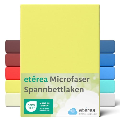 etérea Jersey Spannbettlaken 90x200-100x200 cm Gelb für 15-25 cm Steghöhe 100% Microfaser - Oekotex Bettbezug Matratzen Bezug - Bettlaken 90x200cm - 100x200cm Yellow