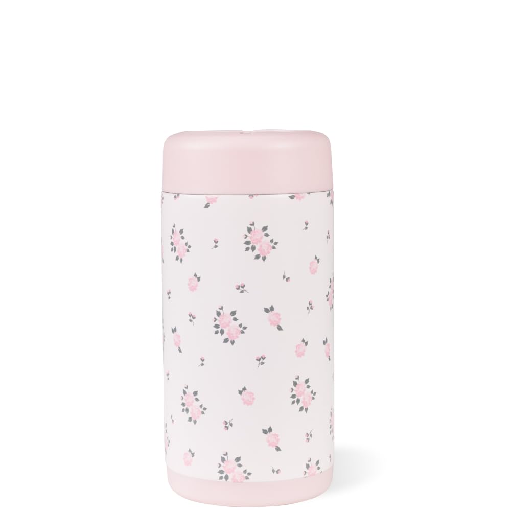 HydroJug Slim Can Cooler - 2-in-1 Insulated Can Cooler Cup - Stainless Steel Slim Can Holder with Non-Slip Rubber Base - Screw-Top Lid - Dishwasher Safe - 12oz, Wildrose