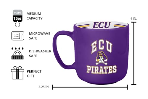 Image of Logo Brands NCAA East Carolina Pirates 15 oz Stripe Coffee Mug - Vintage Team Logo, Inside Print & Stripes, Microwave & Dishwasher Safe- Great Gift For Fans & Alumni