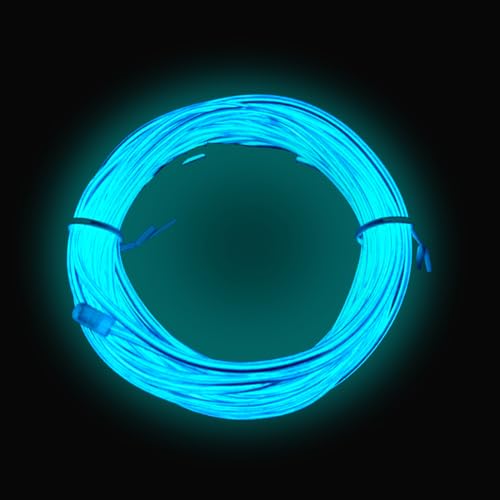 Cable electroluminiscente de luz de neón de 3 m de color azul hielo, utilizado para diseño de bricolaje, varias decoraciones de fiestas navideñas (3 m, 1 paquete, azul hielo)