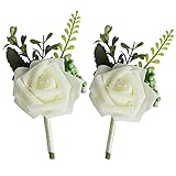 Tamaño razonable: la altura hecha a mano es de 15 cm, el ancho es de 8 cm, el tamaño es razonable, hermoso y moderno, fuerte y duradero. El boutonniere de seda y plástico de alta calidad consta de flores de aspecto realista.
