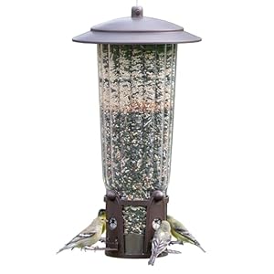 Perky-Pet 334-1SR Squirrel-Be-Gone Max Large Wild Bird Feeder with Flexports, Squirrel Proof Bird Feeder with Weight-Activated Perches – 4LB Seed Capacity